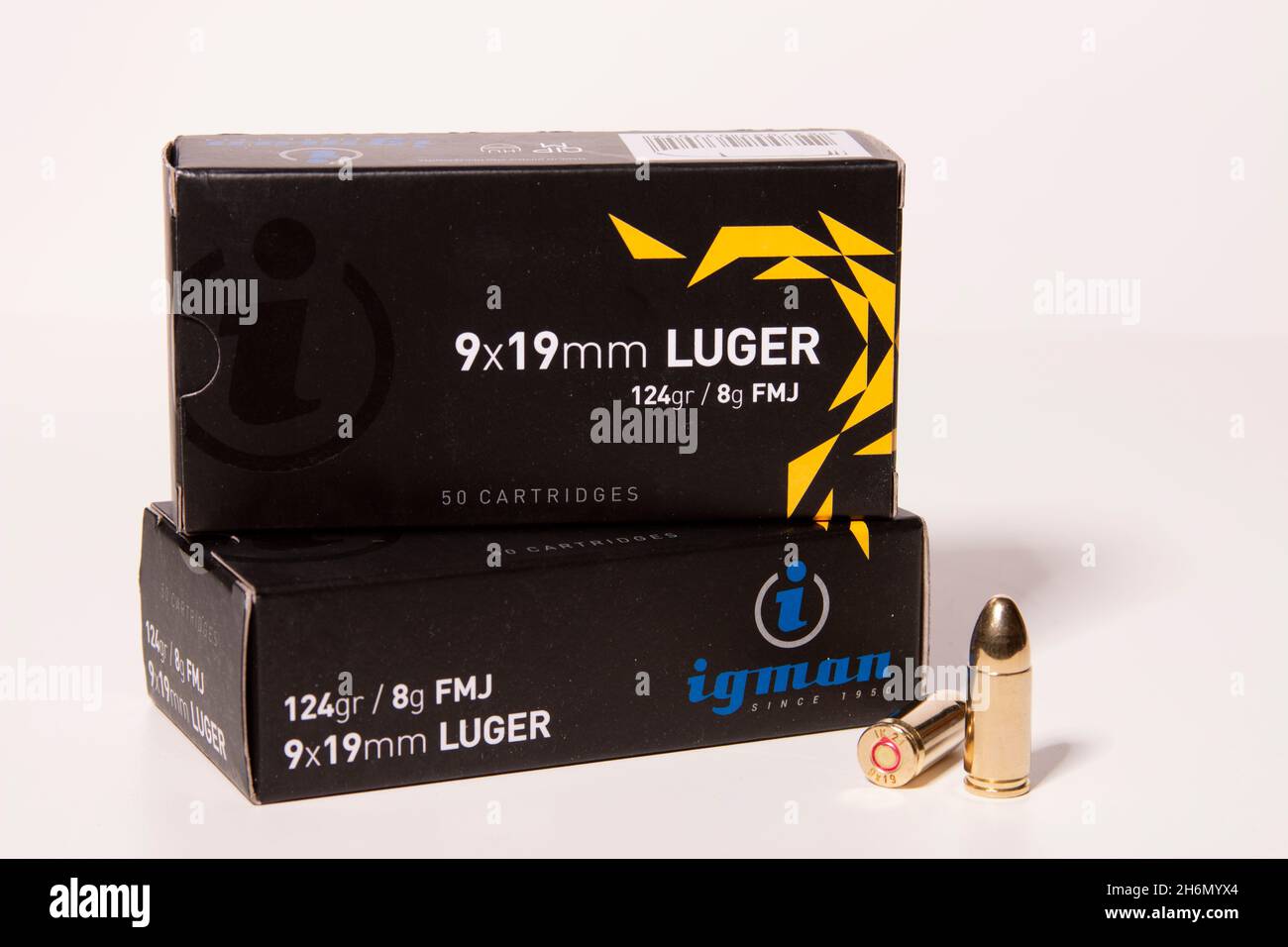 Igman munizioni da 9 mm Foto Stock