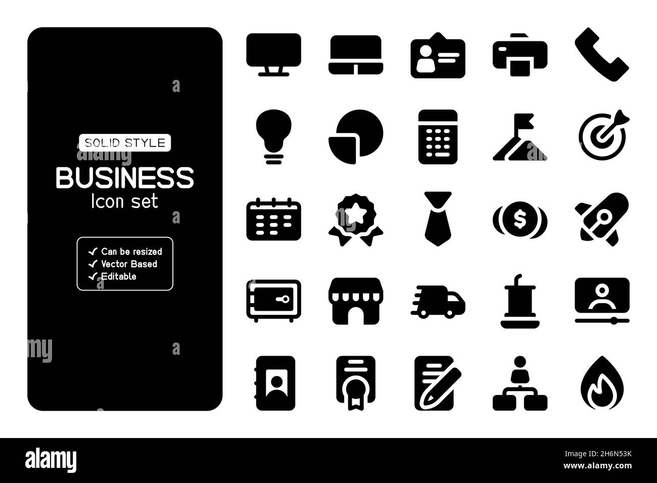Set di icone Business con stile solido o glyph e basato su vettore. Può essere utilizzato per la vostra azienda o per altri. Illustrazione Vettoriale