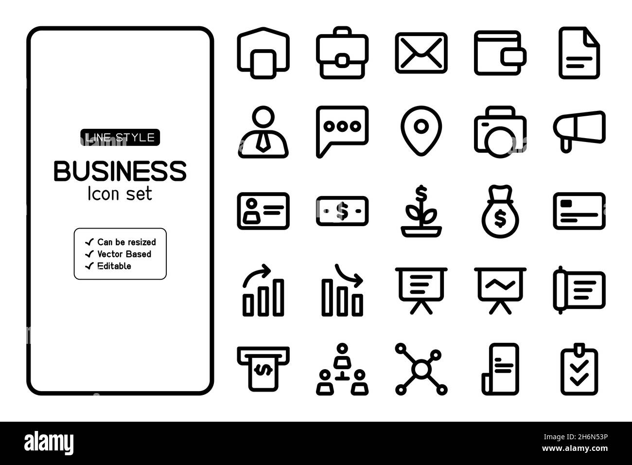 Set di icone Business con stile linea e basato su vettore. Può essere utilizzato per la vostra azienda o per altri. Illustrazione Vettoriale