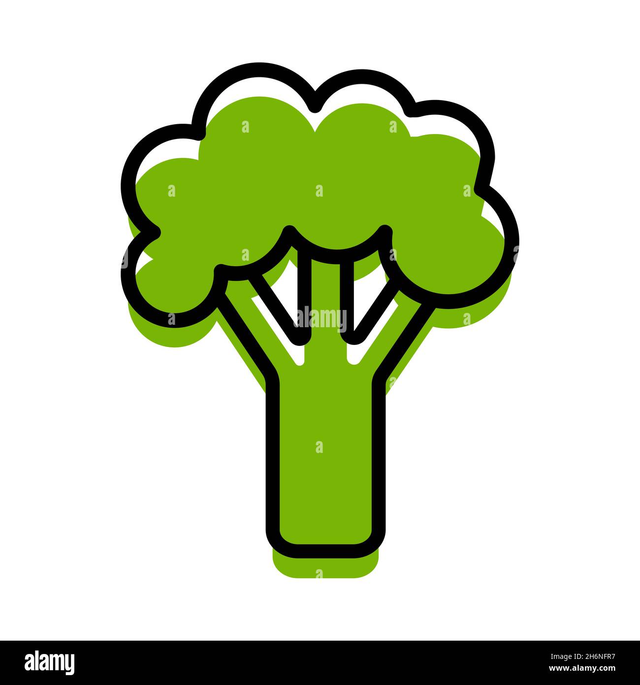 Icona dei broccoli. Illustrazione vettoriale lineare. Isolato su sfondo bianco. Logo a colori Illustrazione Vettoriale