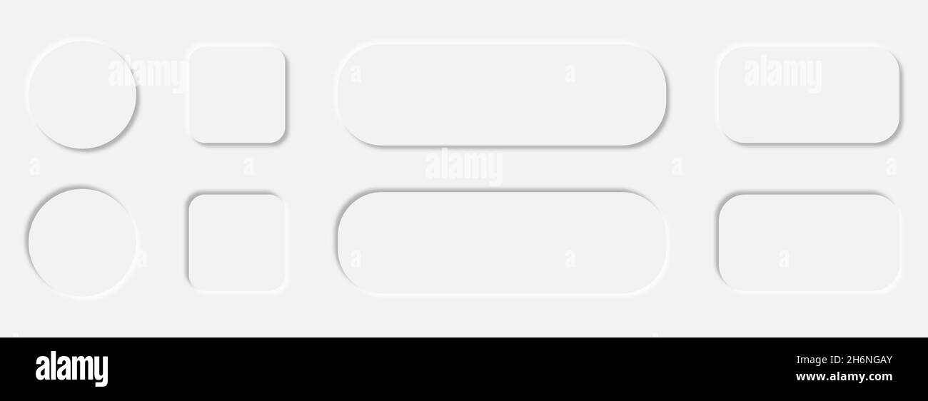 Bottoni bianchi con design neomorfismo. Elemento scorrevole per sito Web,  menu dell'app mobile e navigazione Immagine e Vettoriale - Alamy