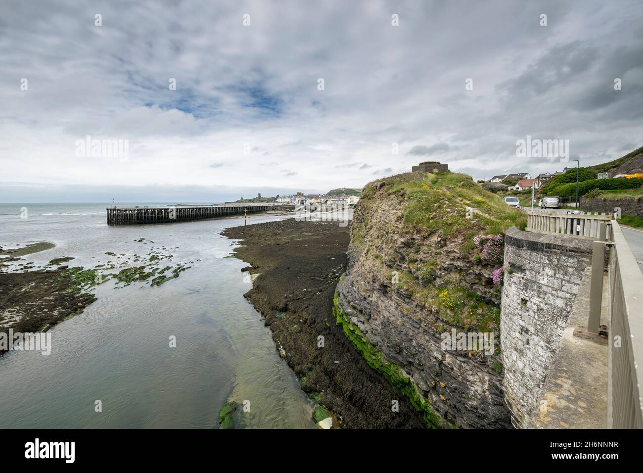 Ingresso del porto di Aberystwyth Ceredigion nel Galles centrale Foto Stock