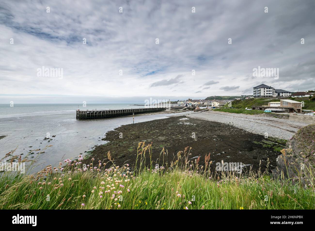 Ingresso del porto di Aberystwyth Ceredigion nel Galles centrale Foto Stock