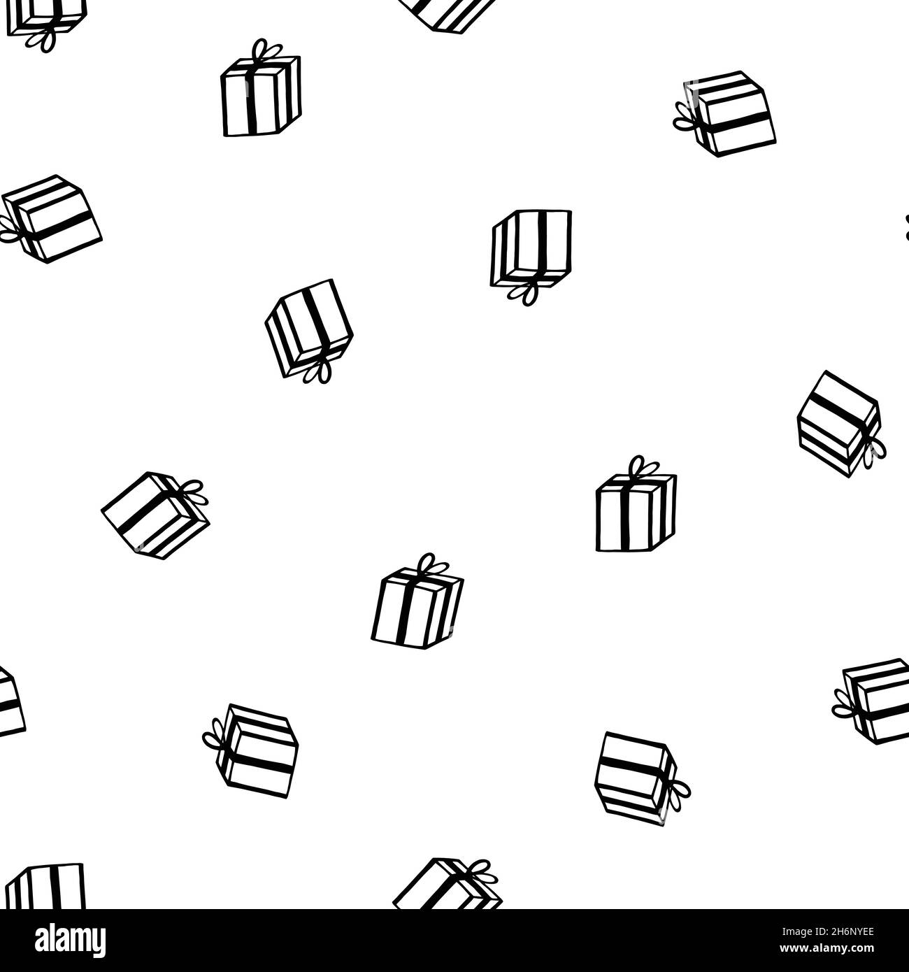 Modello senza cuciture per le vacanze con presente su sfondo bianco. Illustrazione vettoriale per compleanno, buon Natale, Capodanno. Modello per invito Illustrazione Vettoriale