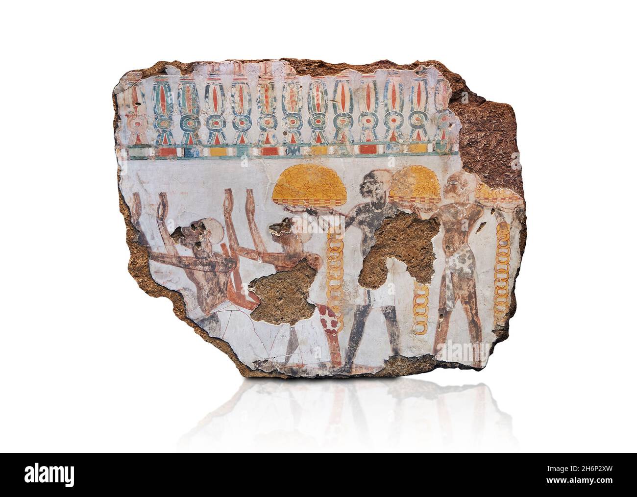 Antica arte murale egiziana dipinti sepolcrali di africani che presentano doni, Tomba di Tebe Sobekhotep, circa 1400 a.C., XVIII dinastia. British Museum EA921. Foto Stock