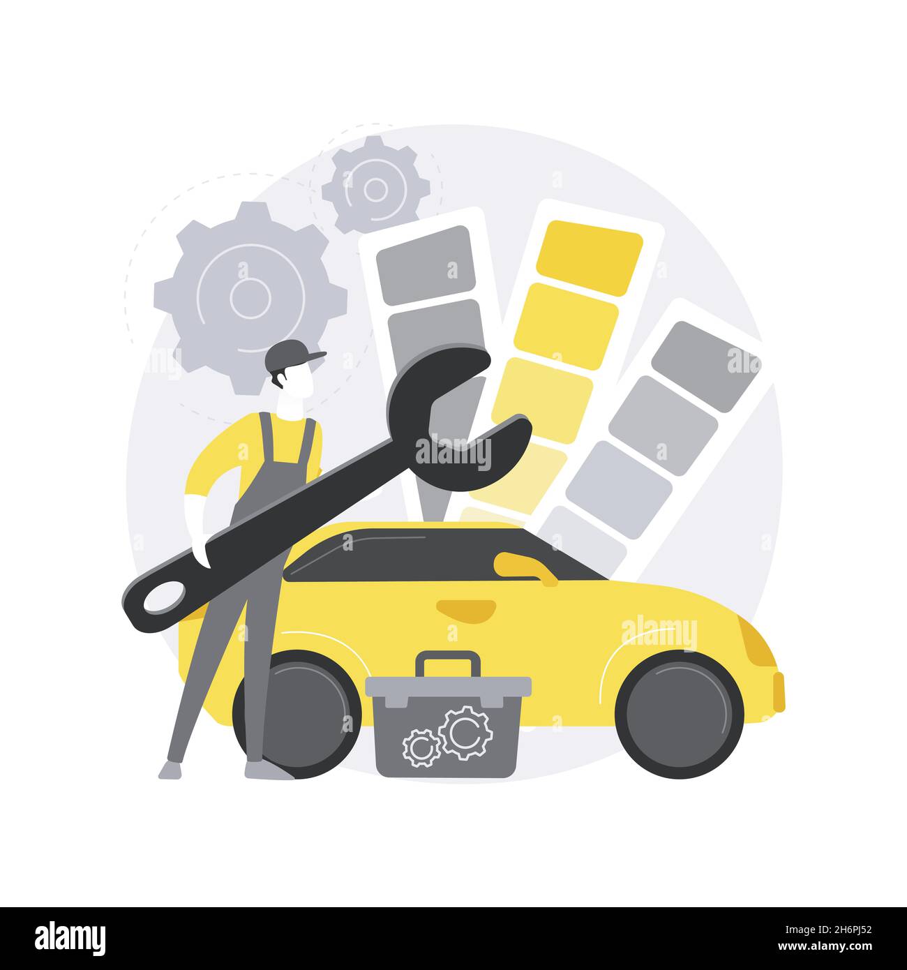 Illustrazione vettoriale del concetto astratto di sintonizzazione dell'auto. Illustrazione Vettoriale