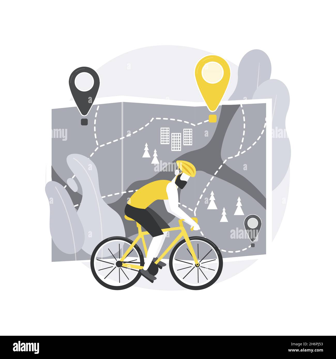 Illustrazione vettoriale del concetto astratto della rete dei percorsi ciclistici. Illustrazione Vettoriale