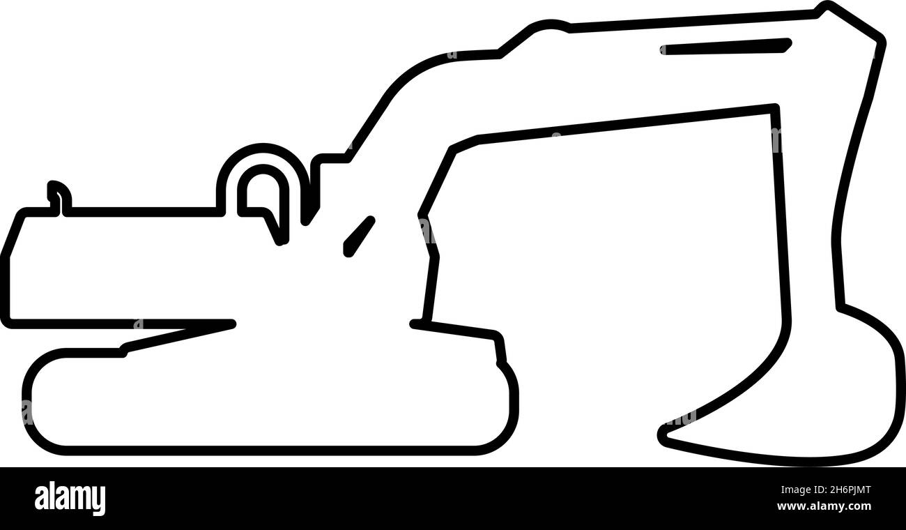 Escavatore silhouette attrezzatura speciale scavatore polveroso macchina edilizia contorno icona colore nero vettore illustrazione piatto stile semplice immagine Illustrazione Vettoriale
