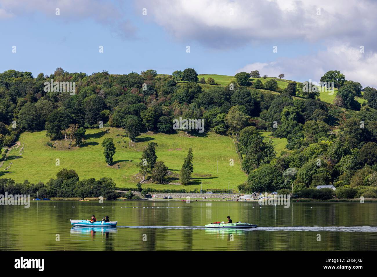 Kayak sul lago di Bala, Llyn Tegid, Galles, Regno Unito, Foto Stock