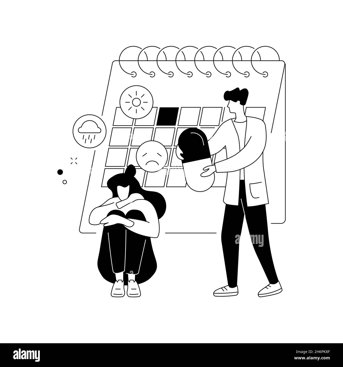 Illustrazione astratta del vettore di concetto di trattamento del disturbo affettivo stagionale. Illustrazione Vettoriale