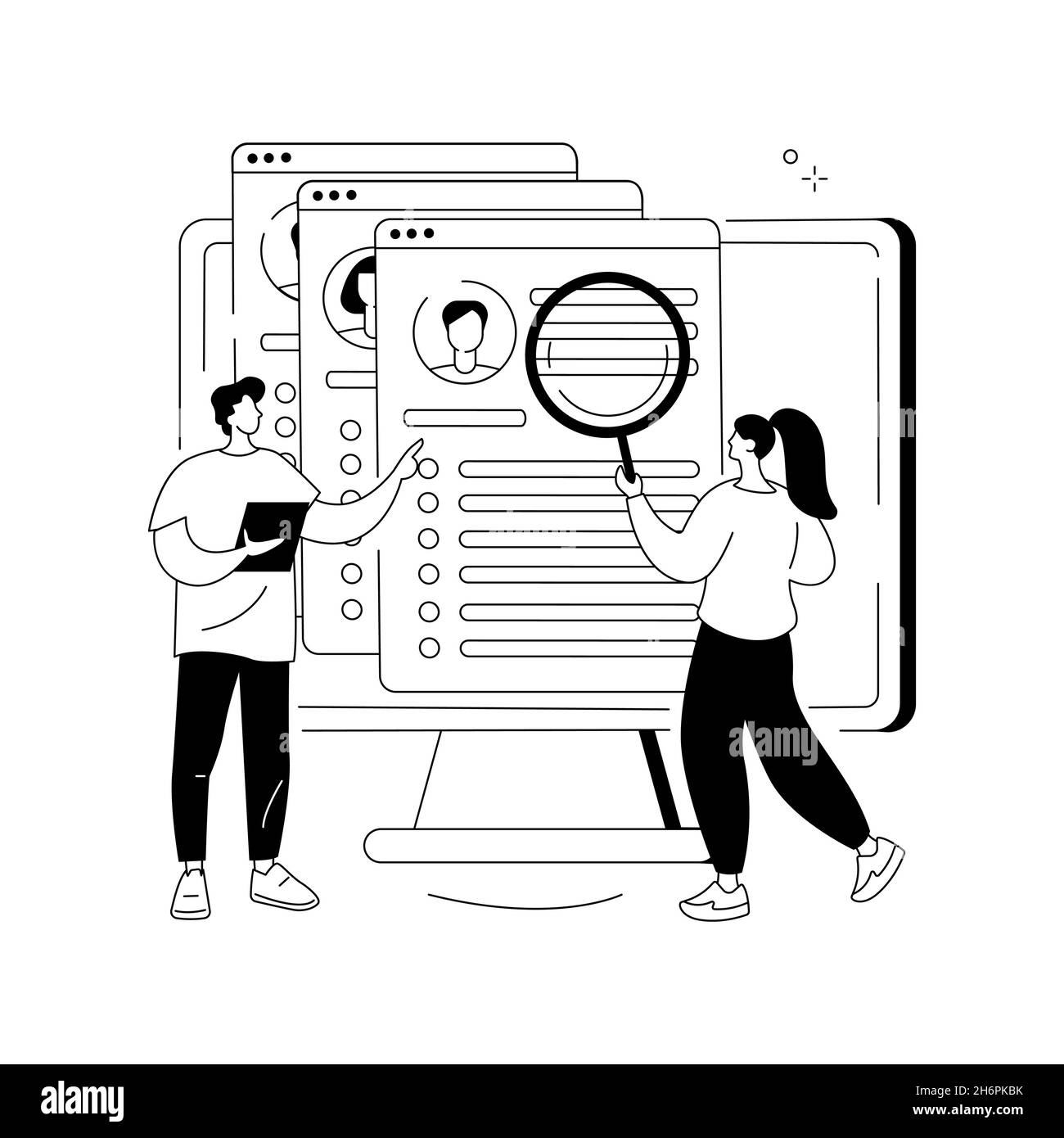 Illustrazione vettoriale del concetto astratto della fiera del lavoro virtuale. Illustrazione Vettoriale