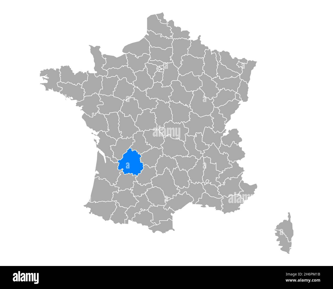 Dordogna sulla mappa di Francia Foto Stock