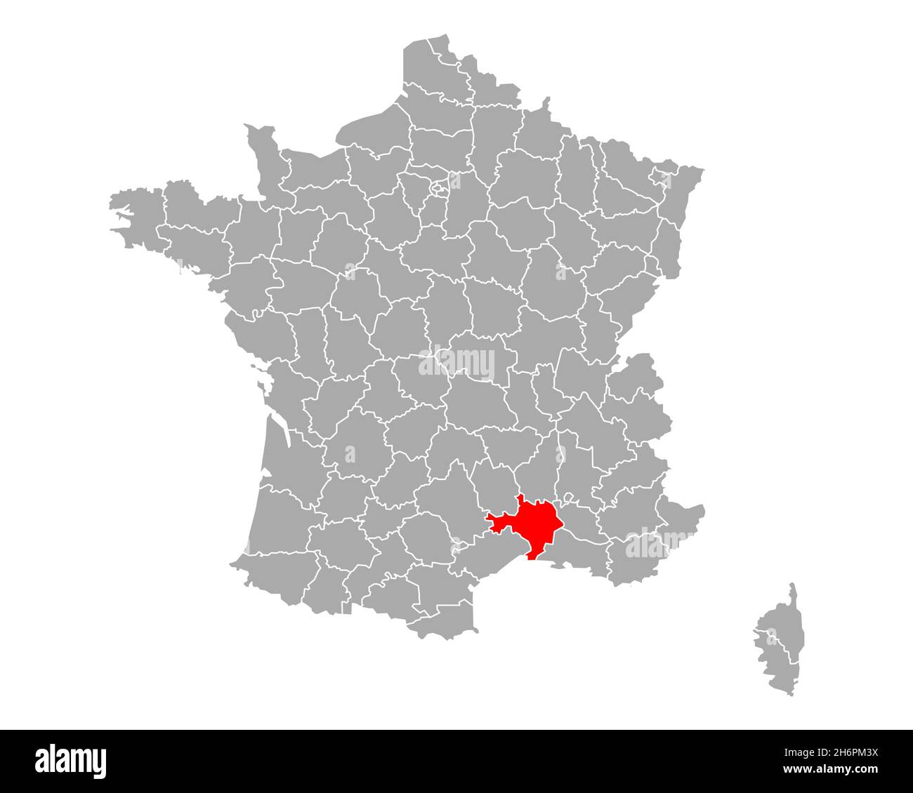 Gard sulla mappa di Francia Foto stock - Alamy