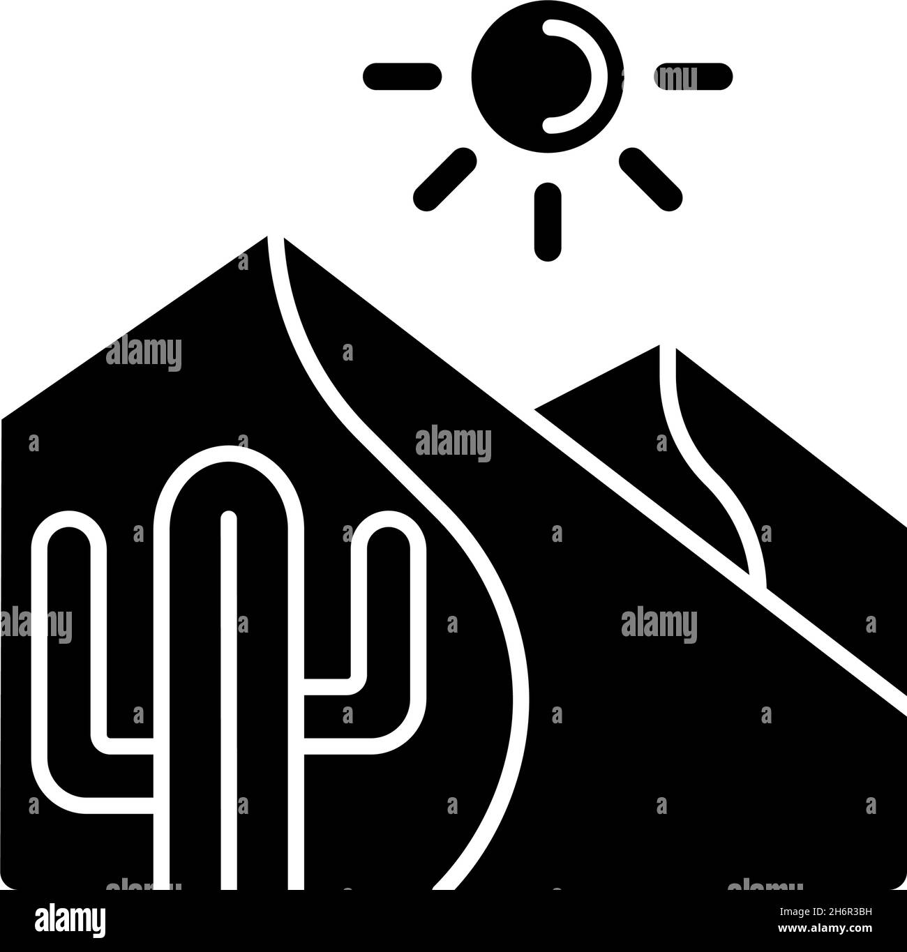 Icona glyph nero nel deserto caldo Illustrazione Vettoriale