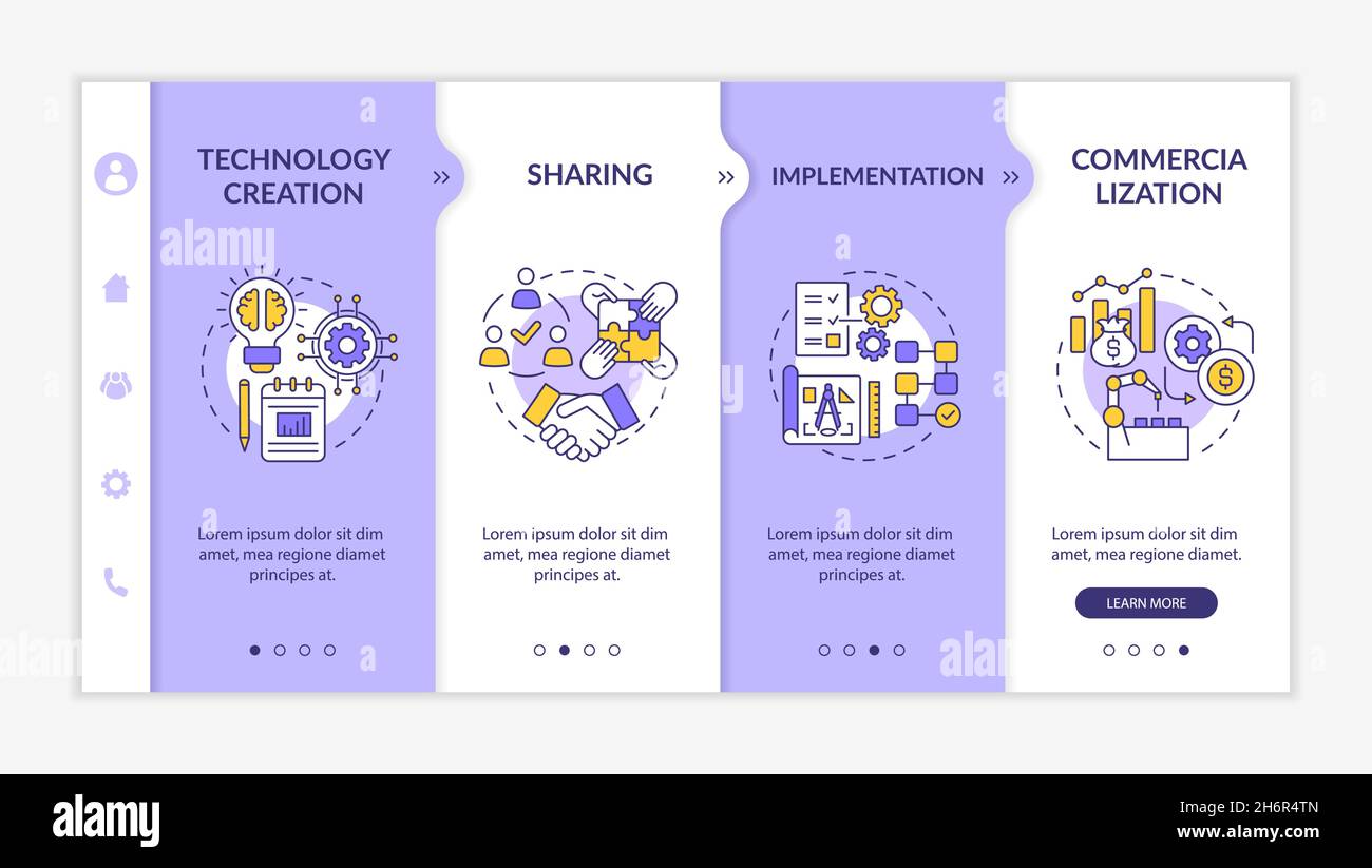 Modello vettoriale di onboarding per i livelli di trasferimento tecnico Illustrazione Vettoriale