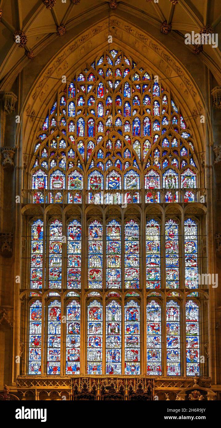 The East Window, York Minster, York, Inghilterra, Regno Unito Foto Stock