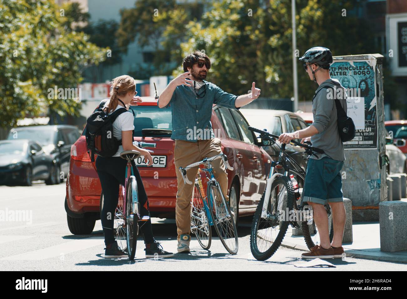 i tre ciclisti Foto Stock