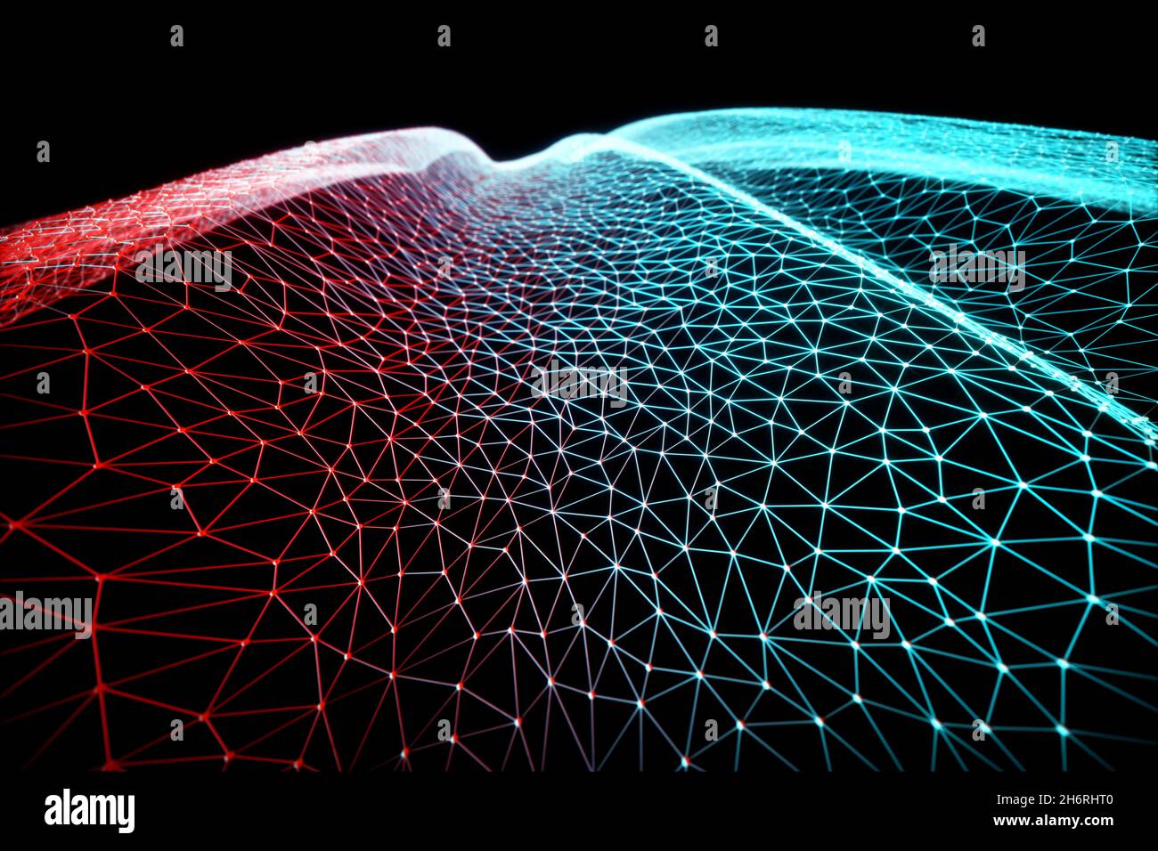 Sfondo astratto. Linee interconnesse con mesh colorate. Concetto di cloud computing. Illustrazione 3D. Foto Stock