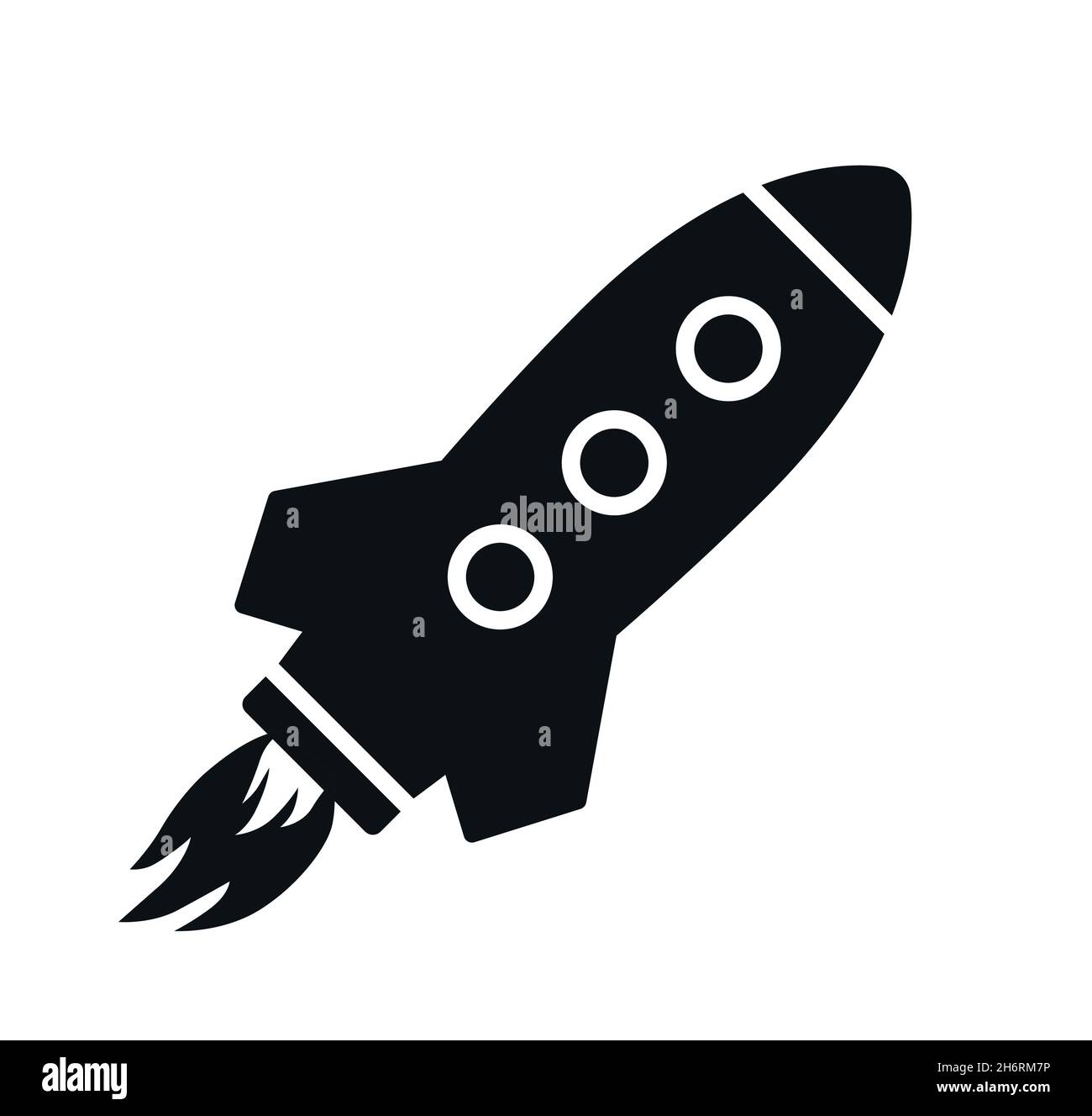 Lancio del razzo o icona di illustrazione vettoriale del simbolo di avvio della nave spaziale Illustrazione Vettoriale