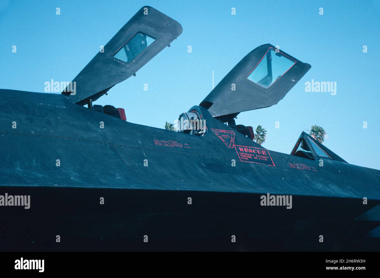 Entrambi i tettoie si aprono su un Lockheed SR71 Foto Stock
