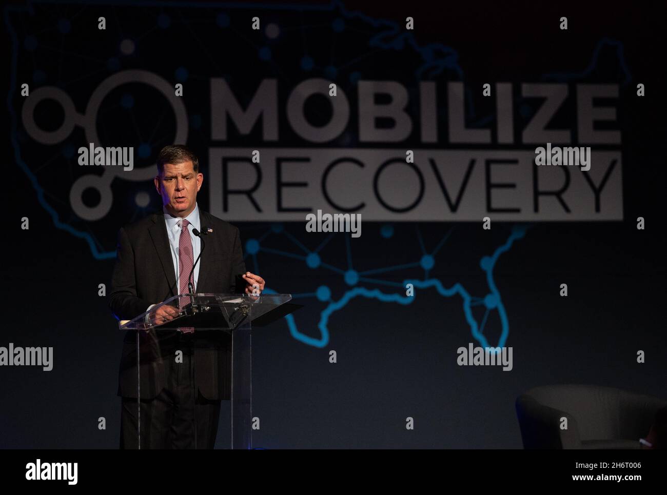 Washington, Stati Uniti d'America. 27 Settembre 2021. Il Segretario del lavoro degli Stati Uniti Marty Walsh ha commentato la Conferenza di recupero mobilitare il 27 settembre 2021 a Las Vegas, Nevada. Credit: Shawn T Moore/Dept of Labor/Alamy Live News Foto Stock