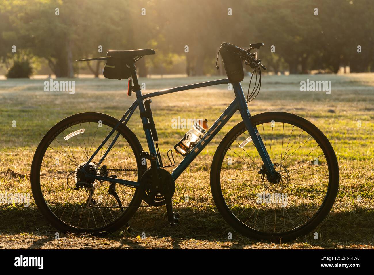 Bicicletta Trek, modello FX 2 Disc con bottiglia d'acqua Continental Foto Stock