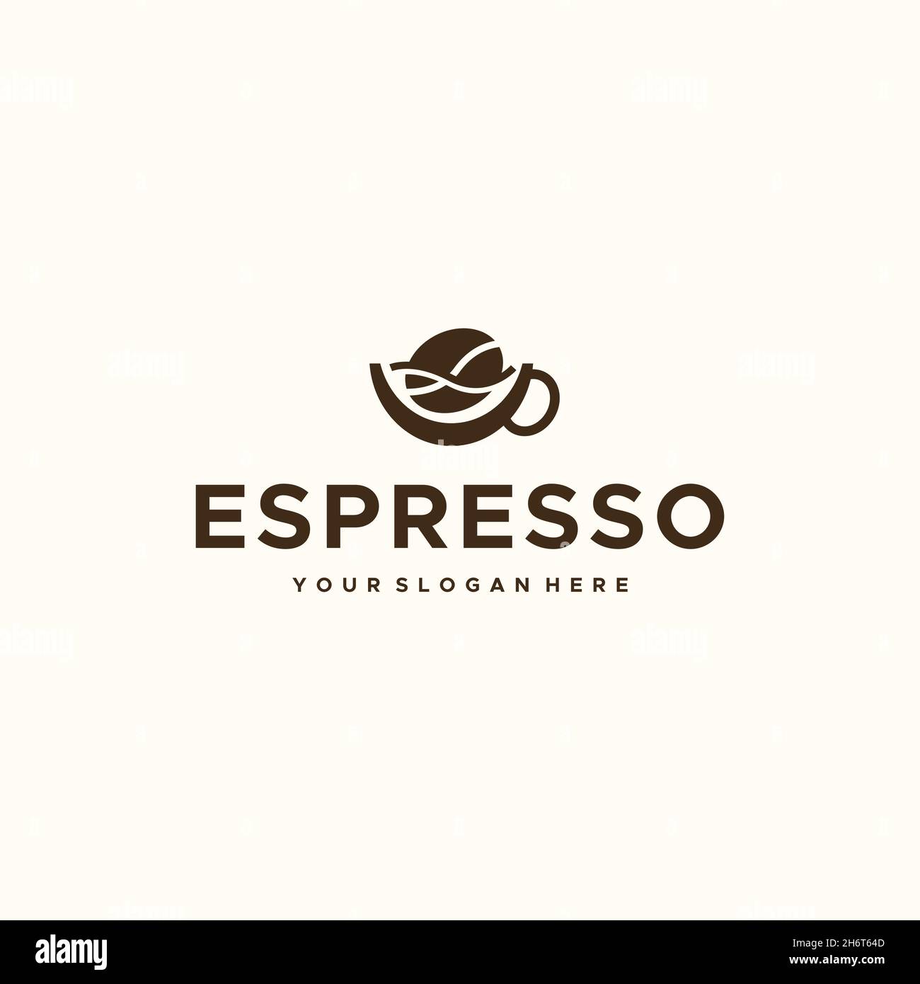 Design minimalista del logo del caffè espresso in grani Illustrazione Vettoriale