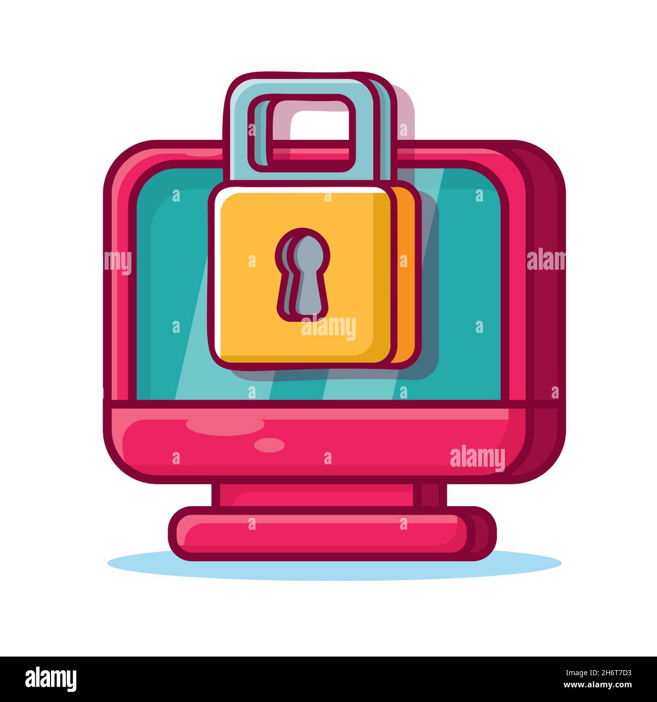 computer lock illustrazione del vettore cartoon isolato Illustrazione Vettoriale
