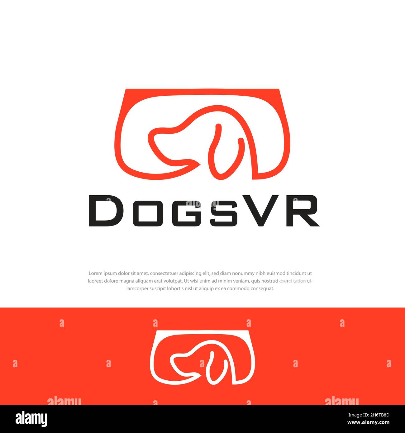 Logo cane gioco virtuale stile linea di gioco unico semplice design vettoriale Illustrazione Vettoriale