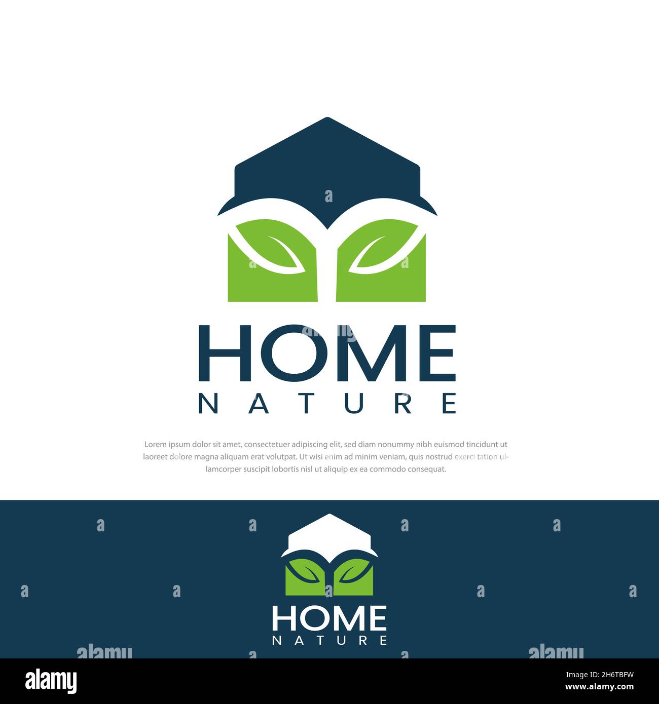 Il logo Green House, tetto blu, può essere utilizzato come simbolo, identità del marchio, il logo della vostra azienda Illustrazione Vettoriale