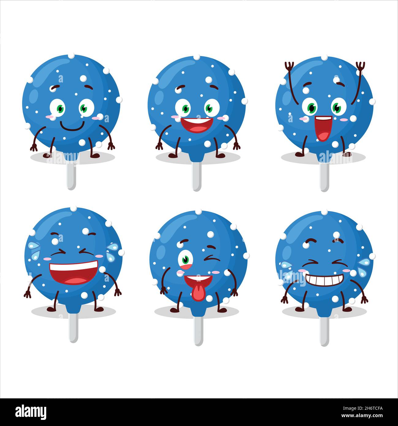 Personaggio cartoon di caramelle blu fiocchi di neve con espressione del sorriso. Illustrazione vettoriale Illustrazione Vettoriale