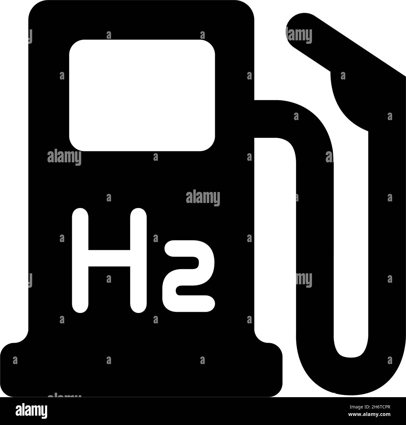 Illustrazione dell'icona del vettore della stazione di alimentazione H2 (idrogeno) Illustrazione Vettoriale