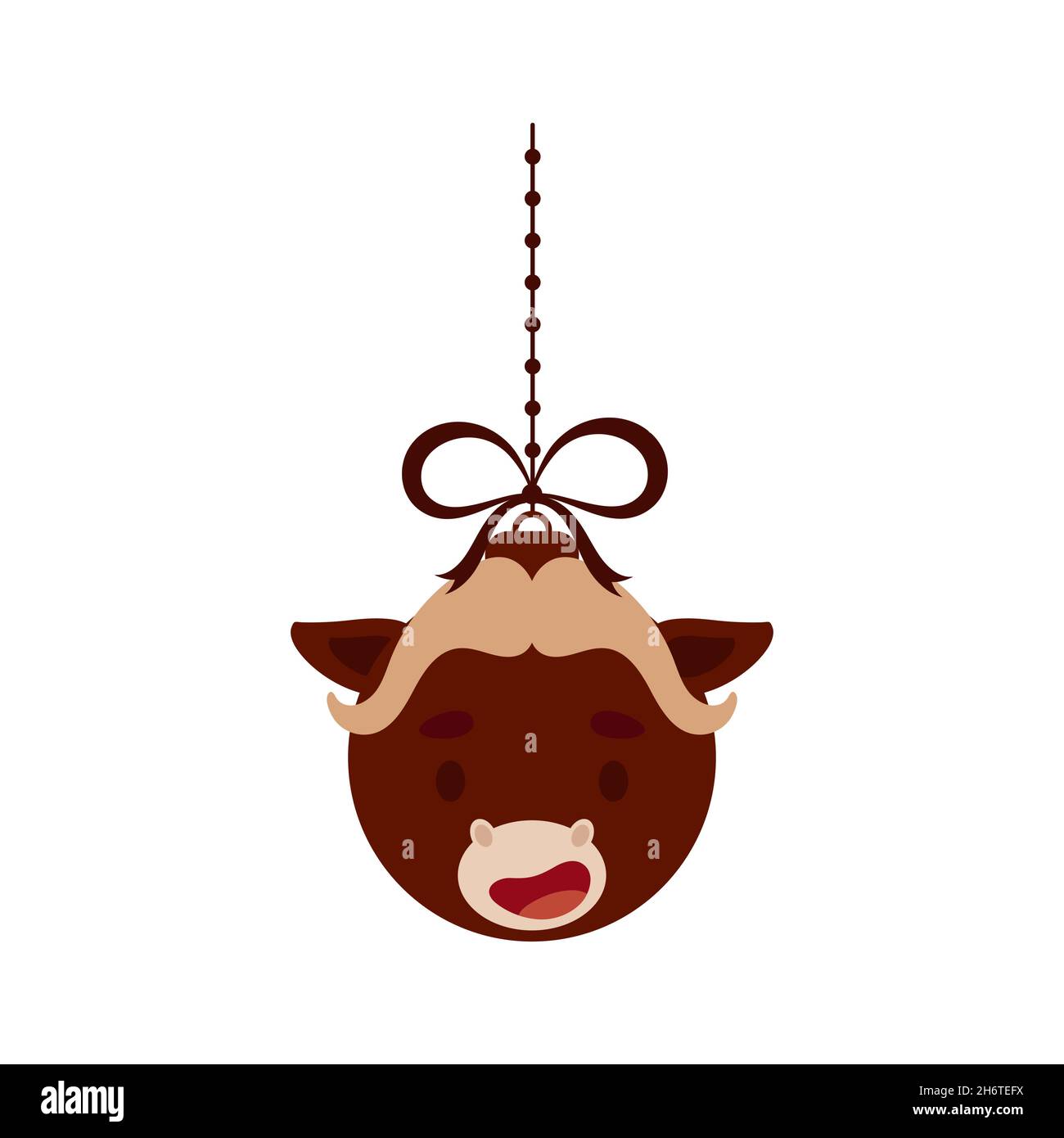 Buon Natale e palla di Capodanno con carino muschio bue. Cartoon inverno vacanze animali bauble. Illustrazione dello stock vettoriale Illustrazione Vettoriale