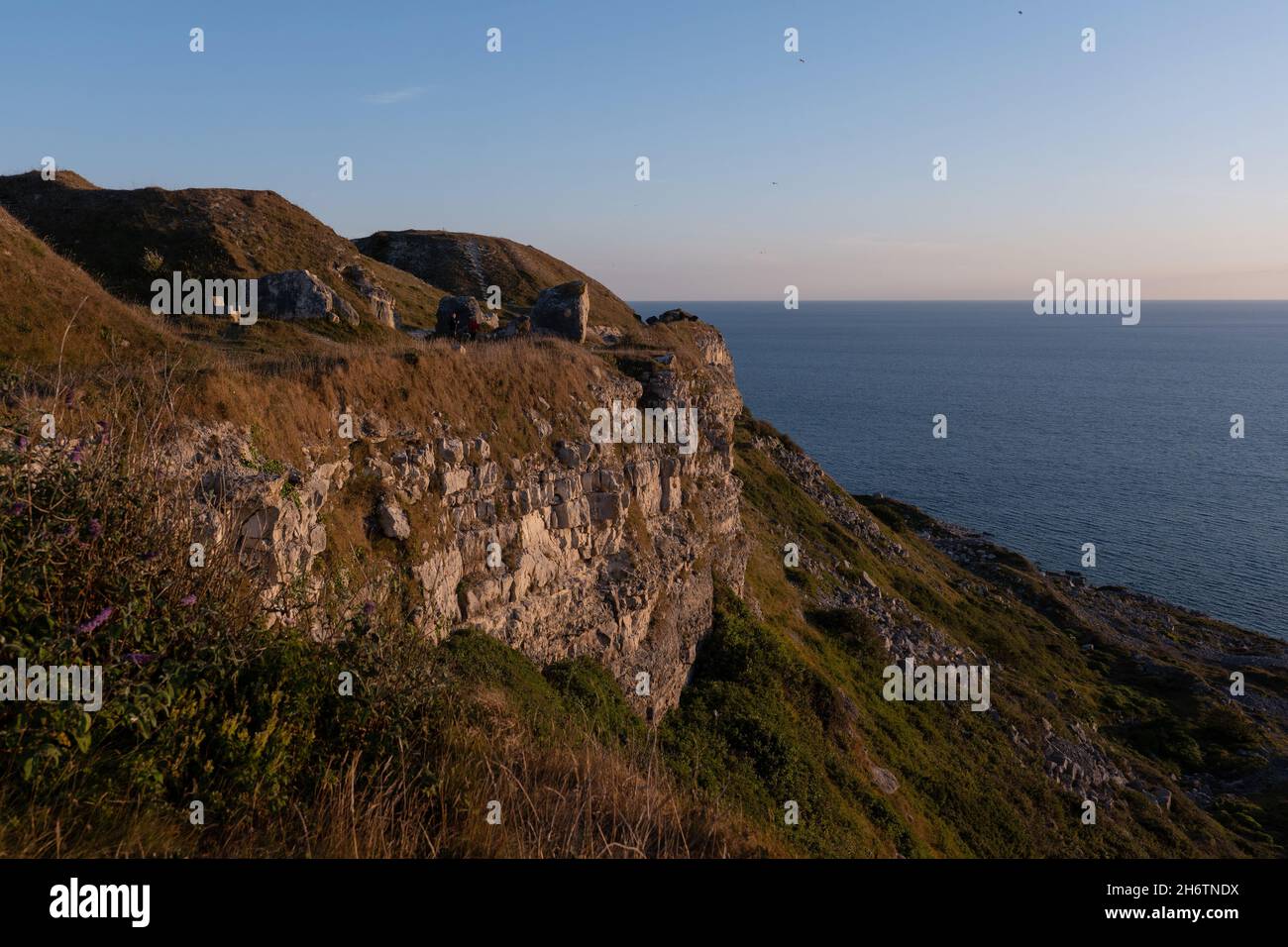 Nuovo terreno che domina West Bay il 20 luglio 2020 a Portland, Dorset nel Regno Unito. Foto di Sam Mellish Foto Stock