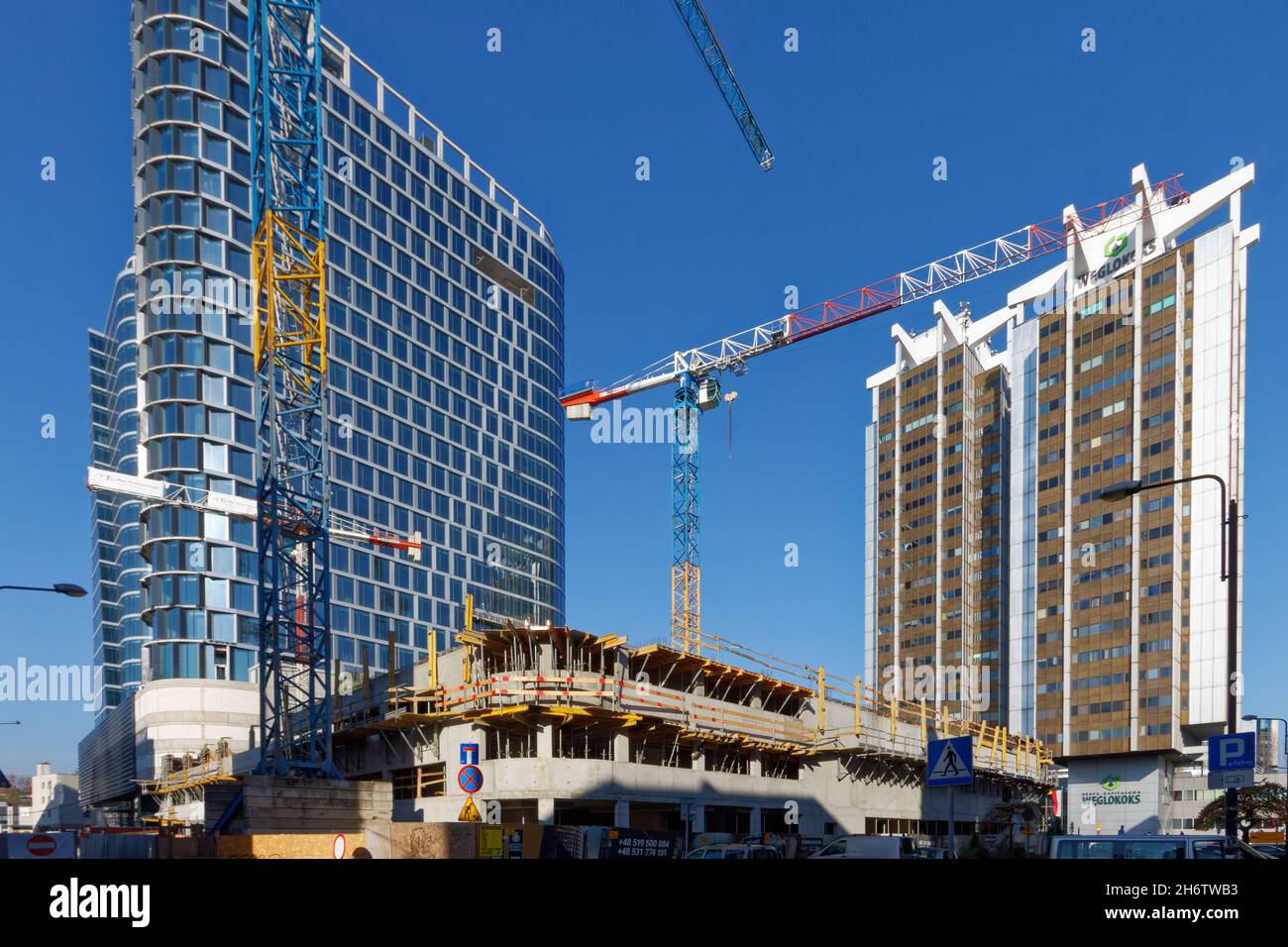 Global Offfice Park off Ice Complex di Cavatina in costruzione a Katowice (SL). Foto Stock