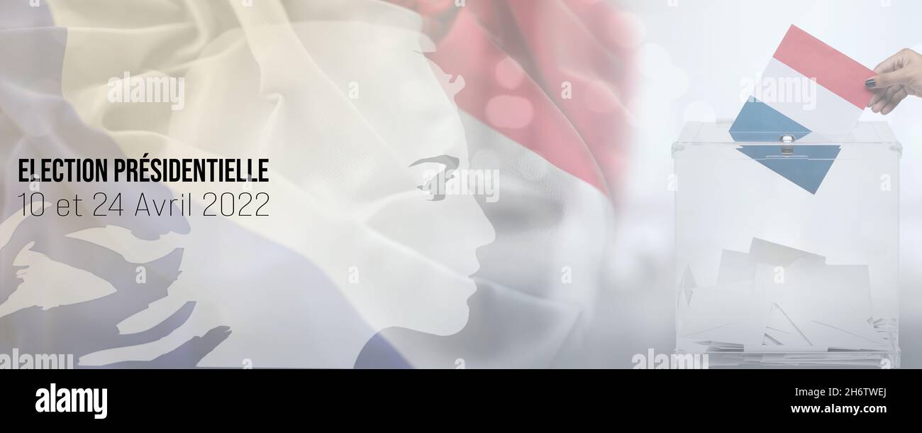 Elezioni presidenziali Francia 2022 - voto del 10 e 24 aprile 2022 - Banner design Foto Stock