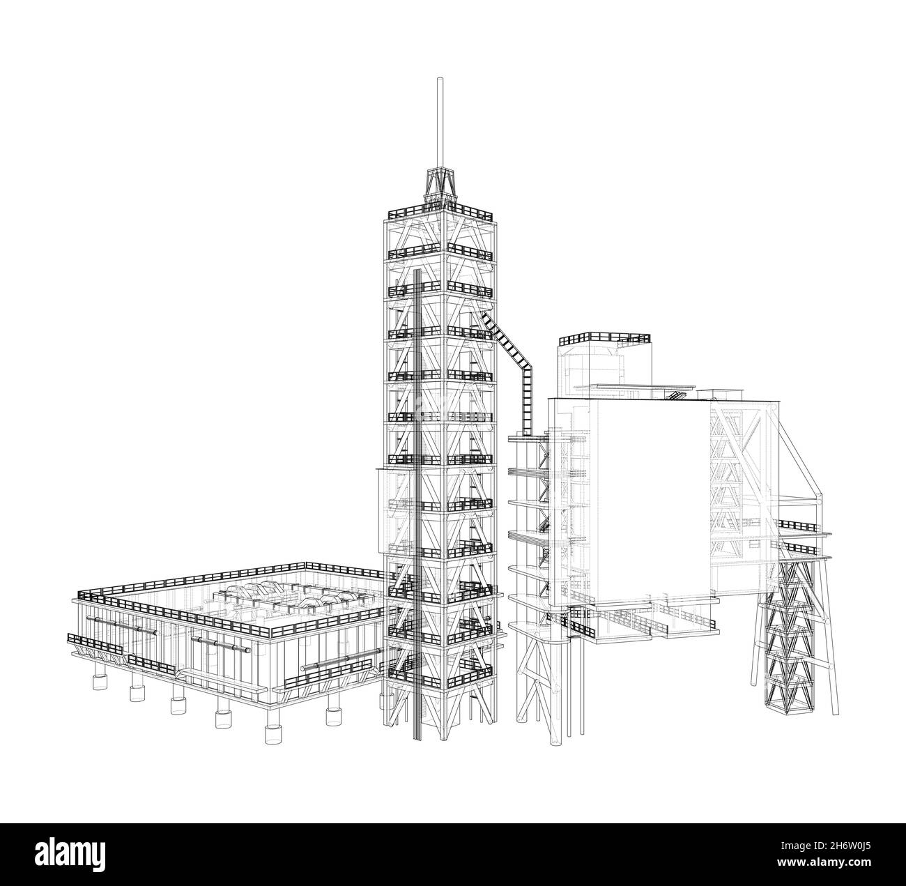 Lancia il pad con il razzo spaziale. Vettore Illustrazione Vettoriale