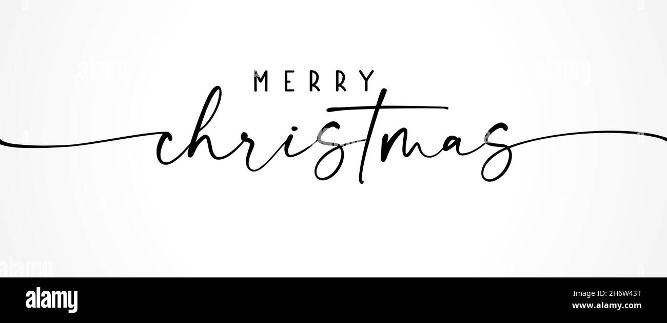 Allegro Natale vettore pennello frase scritta. Calligrafia moderna disegnata a mano isolata su sfondo bianco. Illustrazione dell'inchiostro vettoriale di Natale. Creativa Illustrazione Vettoriale