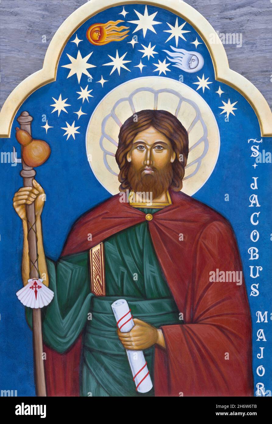 ROMA, ITALIA - 28 AGOSTO 2021: L'icona dell'apostolo Giacomo il grether nella chiesa di Sant Giagomo ad Augusta. Foto Stock