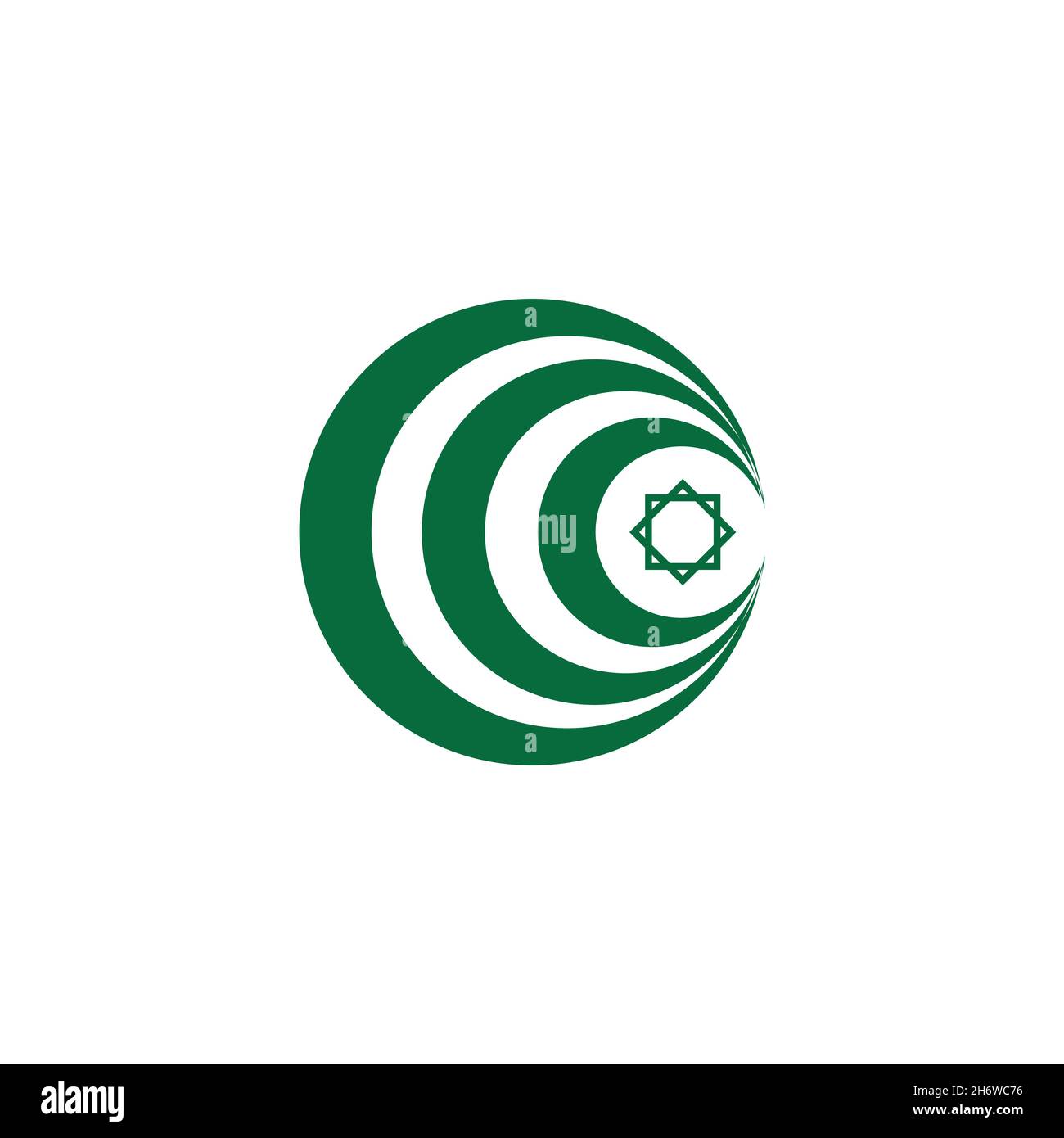 Icona piatta Islam. Stile semplice Islam religione poster simbolo di sfondo. Elemento di design del logo. Stampa T-shirt. Vettore per adesivo. Illustrazione Vettoriale