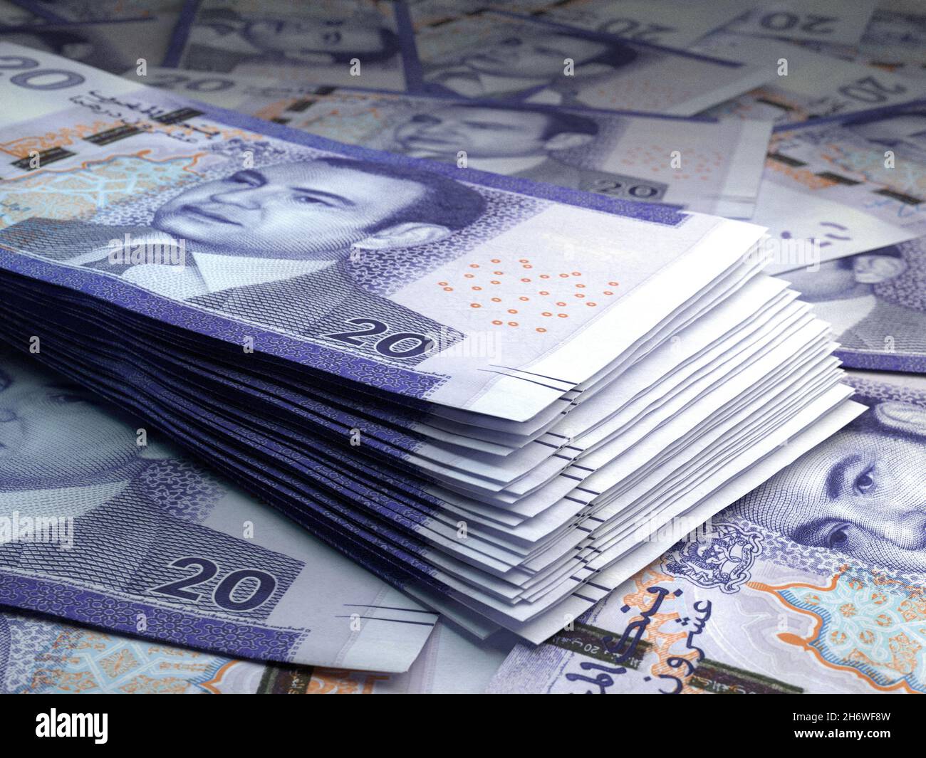 Denaro del Marocco. Dirham fatture. Banconote MAD. 20 arabo. Affari,  finanza, notizie di background. illustrazione 3d Foto stock - Alamy