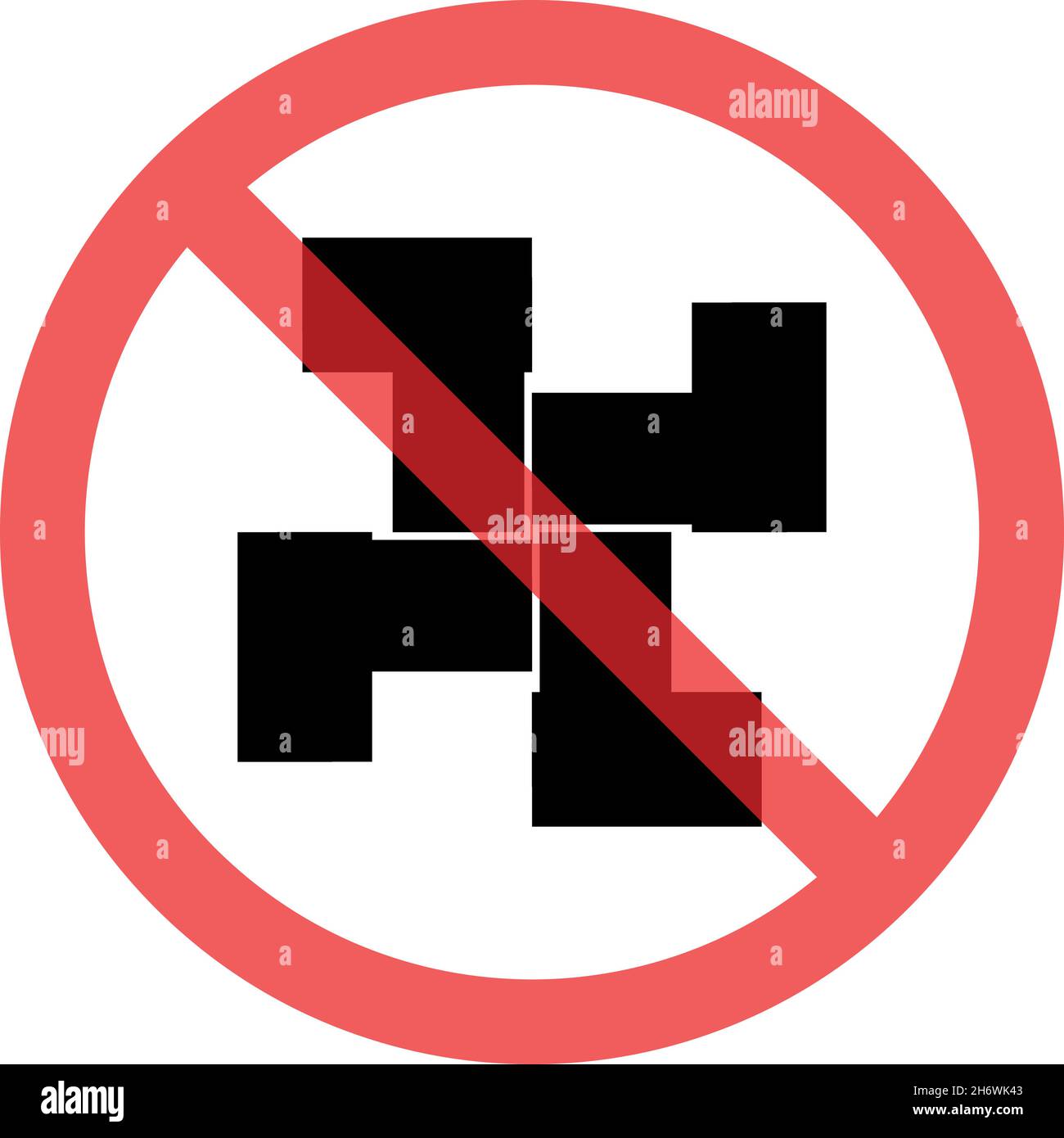 Nessuna icona piatta nazista. Stile semplice senza fascismo poster simbolo di sfondo. Elemento di design del logo. Stampa T-shirt. Vettore per adesivo. Illustrazione Vettoriale