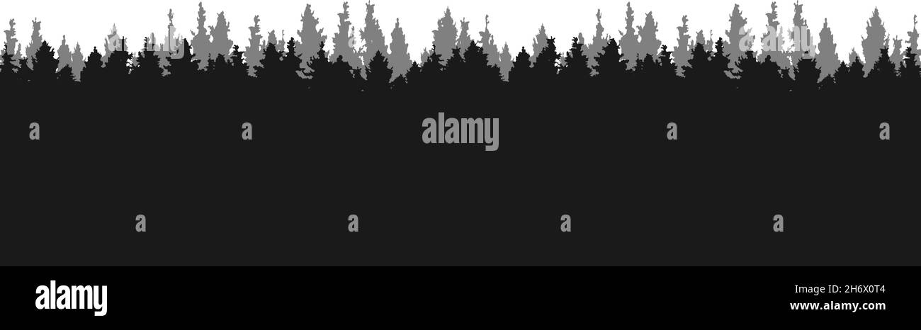 silhouette conifera isolata su sfondo bianco, illustrazione vettoriale Illustrazione Vettoriale