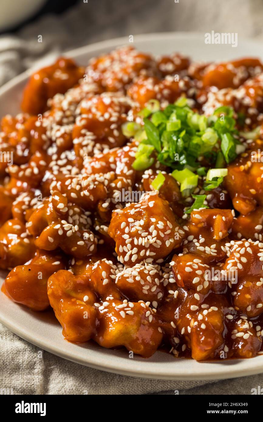 Pollo di Gochujang coreano fatto in casa con Sesame e riso Foto Stock