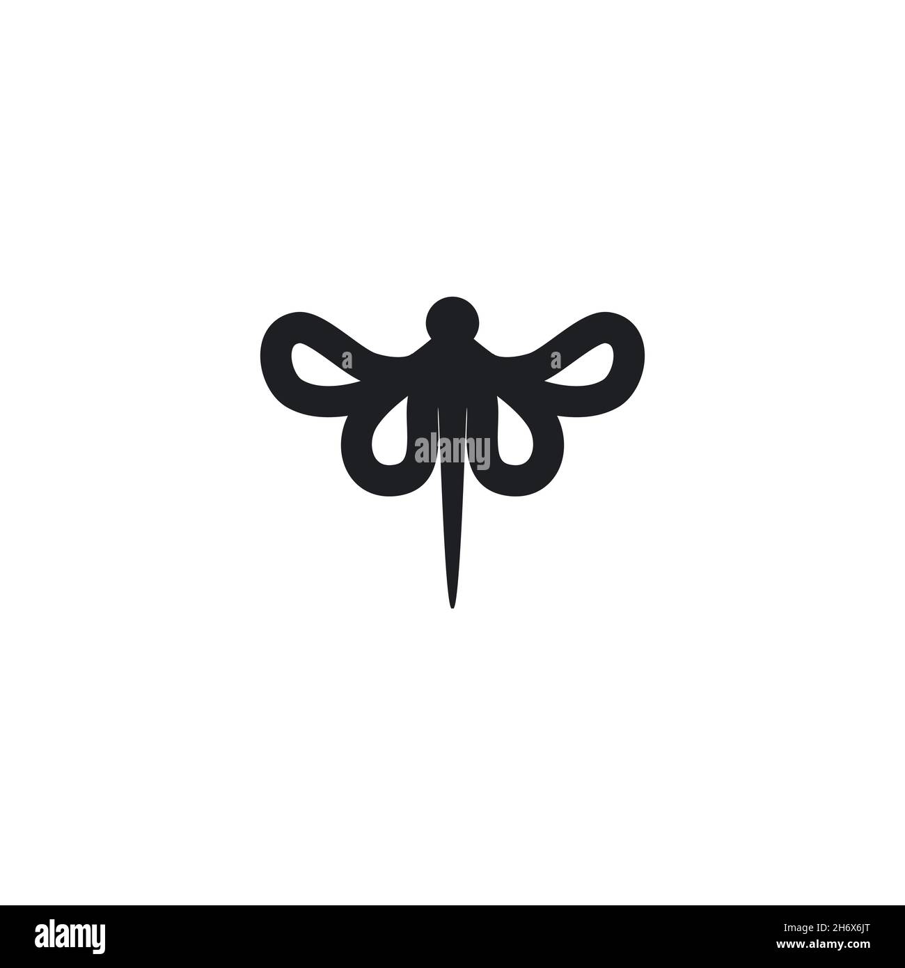 Icona piatta Dragonfly. Semplice stile insetto animale poster simbolo di sfondo. Elemento di design del logo. Stampa T-shirt. Vettore per adesivo. Illustrazione Vettoriale