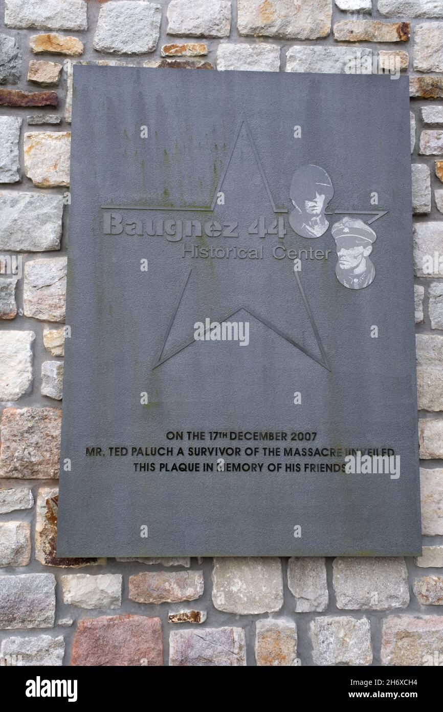 Malmedy, Belgio - 28 ottobre 2021: Baugnez 44 Centro storico. Museo di Baugnez dedicato al massacro di Malmedy. Provincia di Liegi. Selettivo f Foto Stock