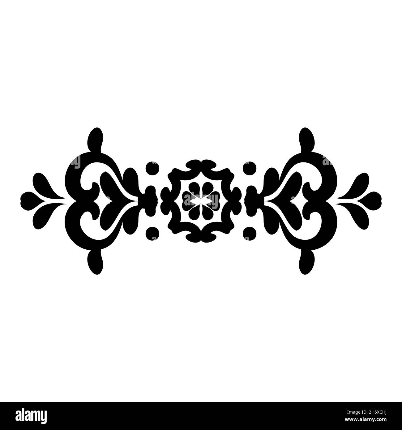 Ornamento vettoriale orientale in nero su sfondo bianco. Per stencil Tattoo marquetria laser taglio e stampe. Illustrazione Vettoriale