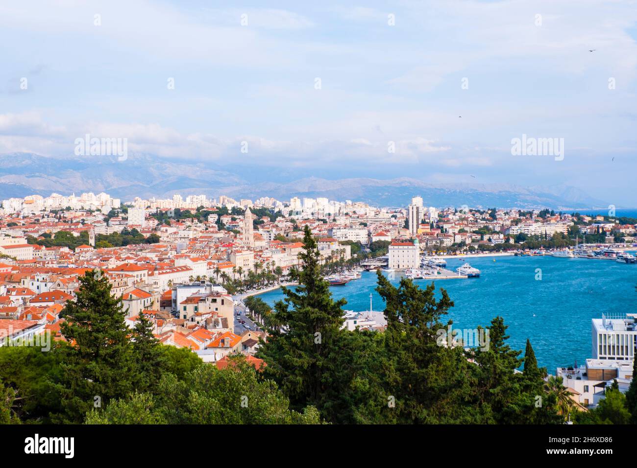 Spalato, Croazia, visto dalla collina di Marjan Foto Stock