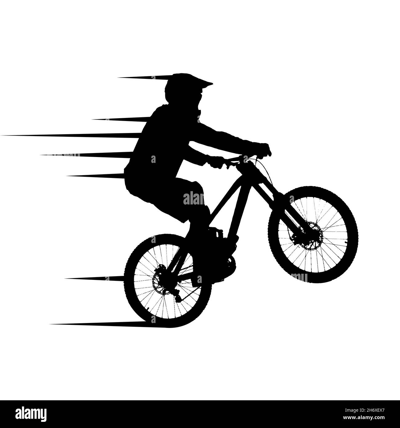 Silhouette mountain bike. Logo Downhill BIKE. Illustrazione vettoriale. Illustrazione Vettoriale