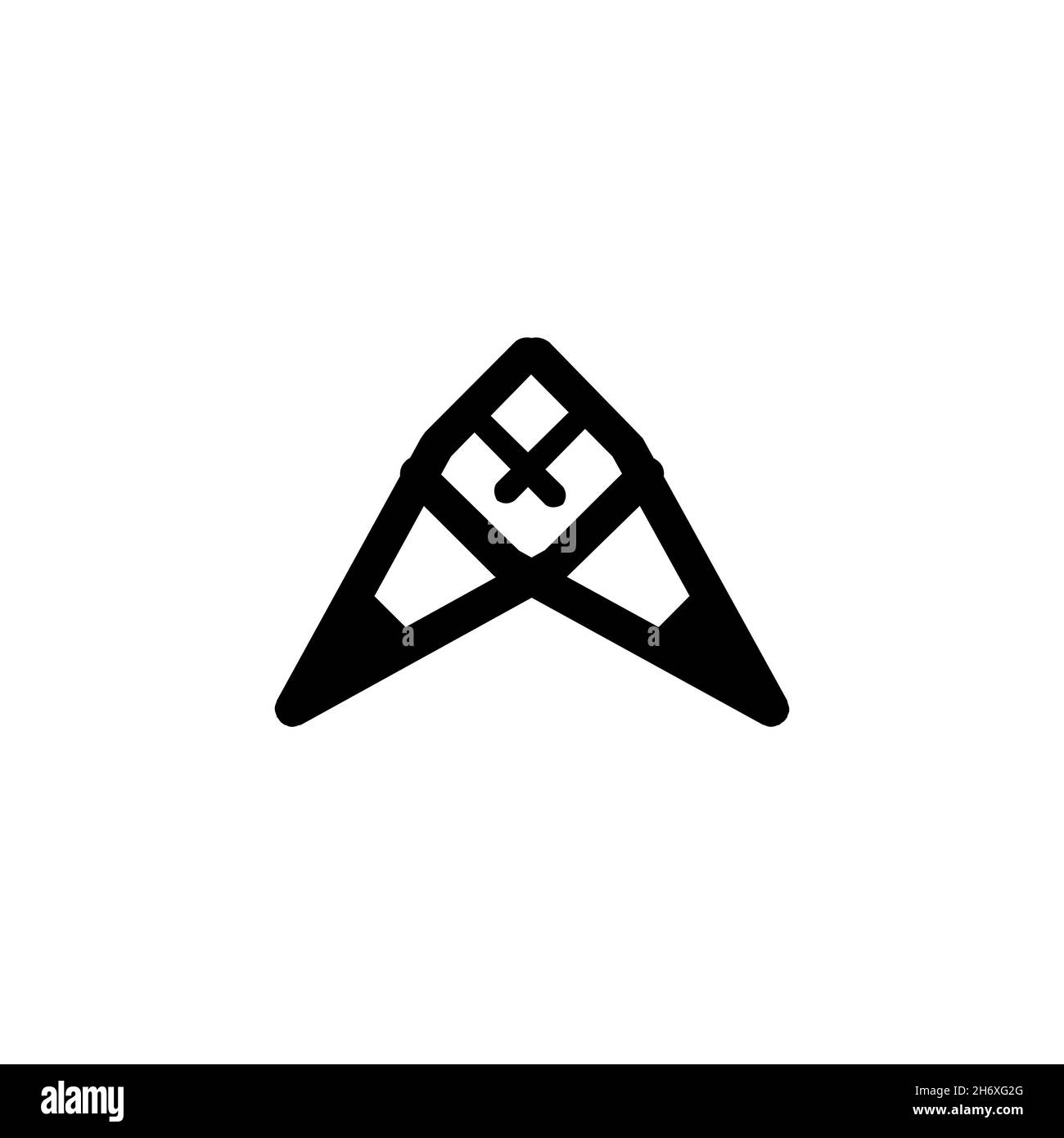 Icona piatto Jet fighter. Simbolo piano getto di stile semplice. Elemento di design del logo. Stampa T-shirt. Vettore per adesivo. Illustrazione Vettoriale